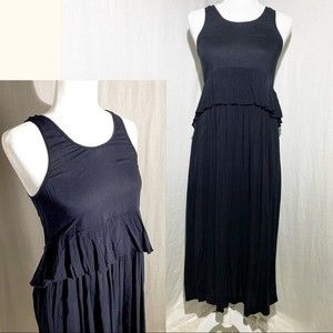 BCBGeneration Black Peplum Maxi Dress, XS